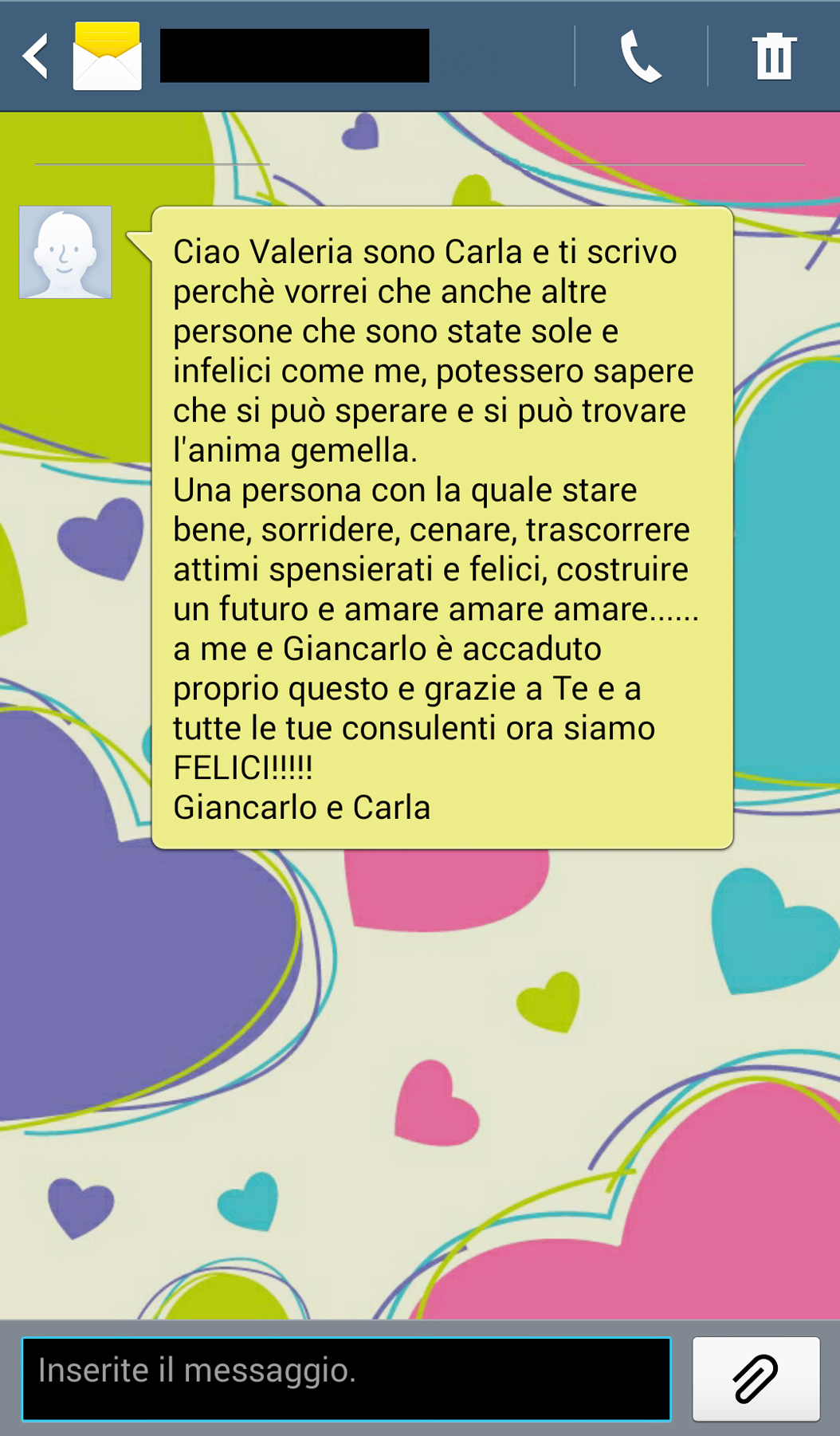 Testimonianza originale di Carla