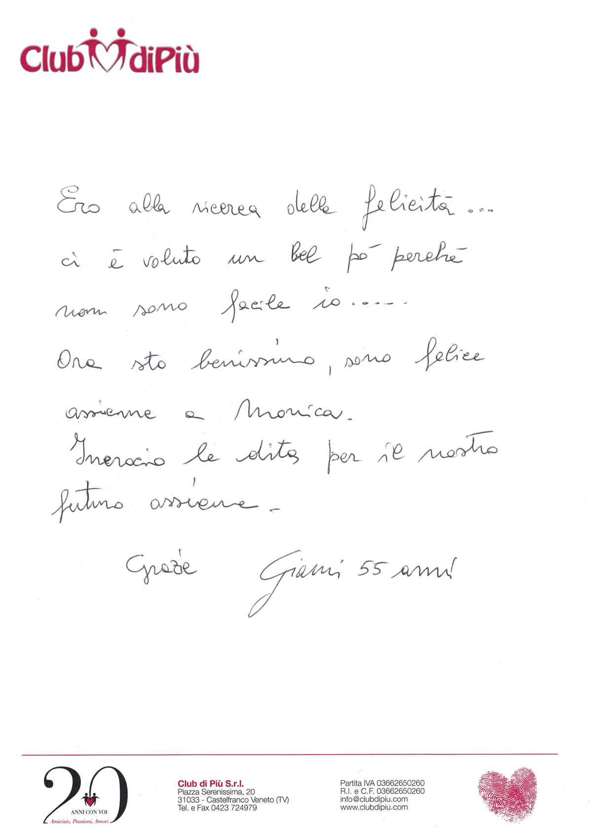 Testimonianza originale di Gianni