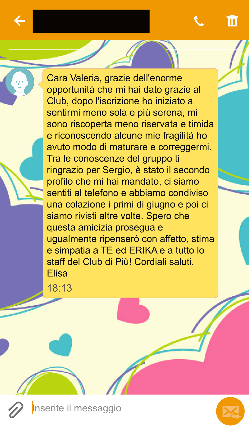 Testimonianza originale di Elisa