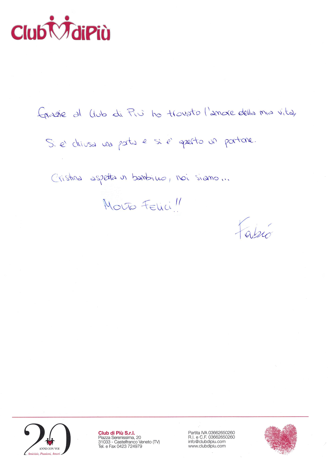 Testimonianza originale di Fabio